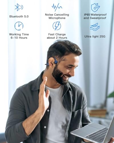 IP67 Waterproof Wireless Bluetooth 5.2 Bone Conduction Headphones with Dual Noise-Canceling Mics F417696
