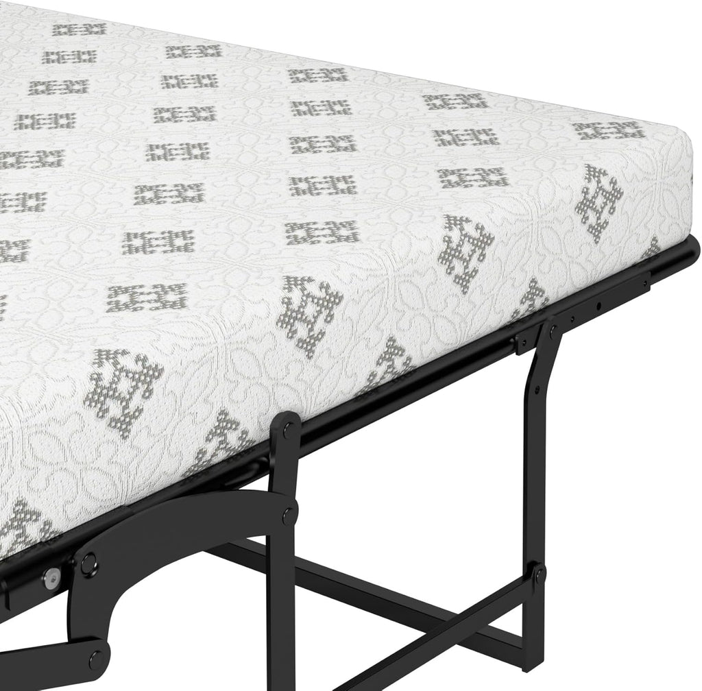 White Full Murphy Cabinet Bed with Mattress A3505