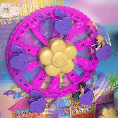 Pollyville Playset, Large Travel Toy with 4 Dolls, Car, 25+ Accessories & Storage G123125