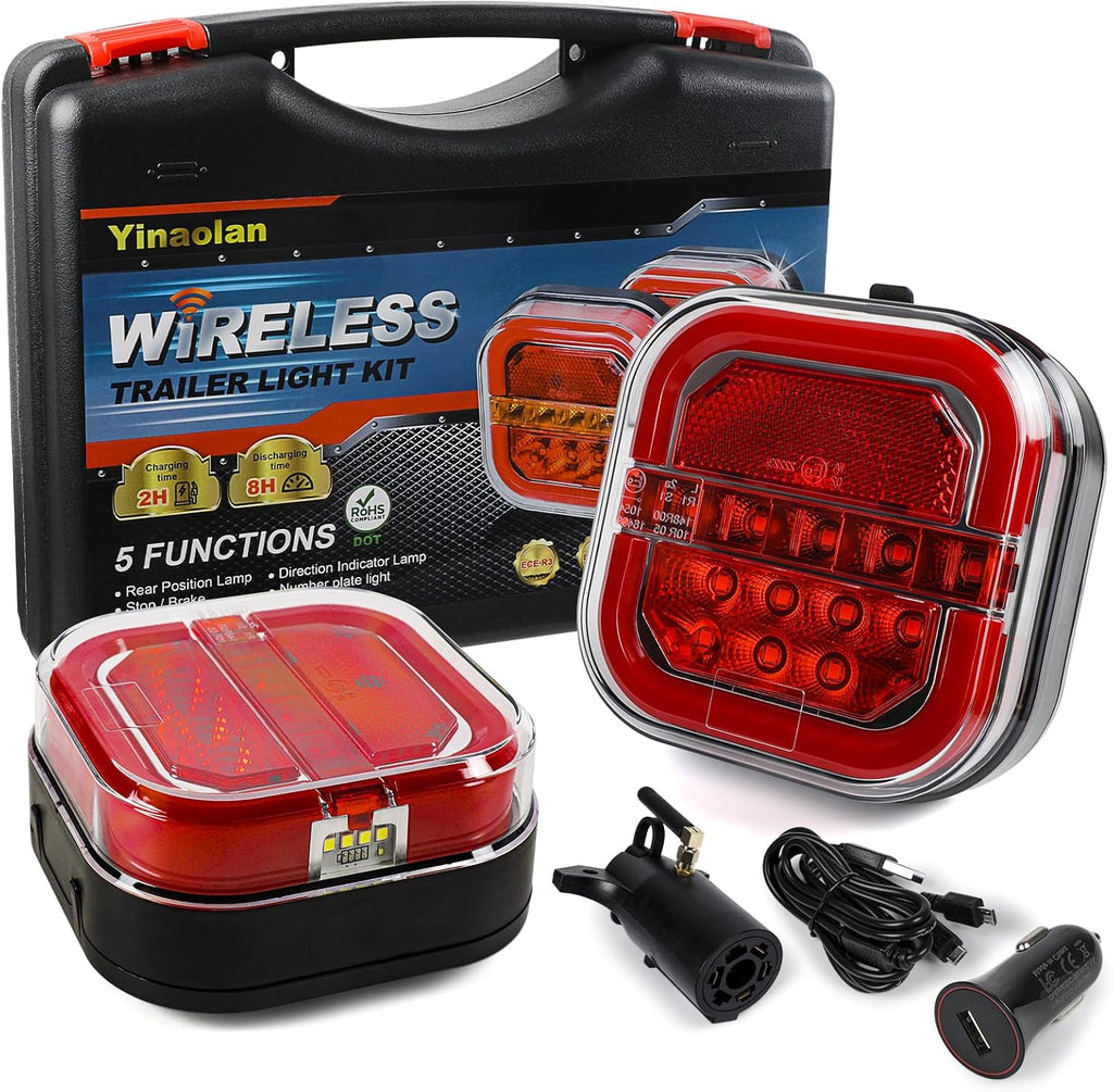 Magnetic Wireless LED Trailer Rear Lights Kit, 2PCS Rechargeable Universal LED Tail Light Kit U43678