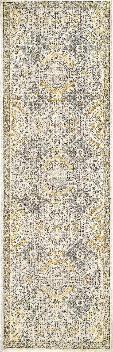 2x10 Runner Rug Gold/Off-White D613