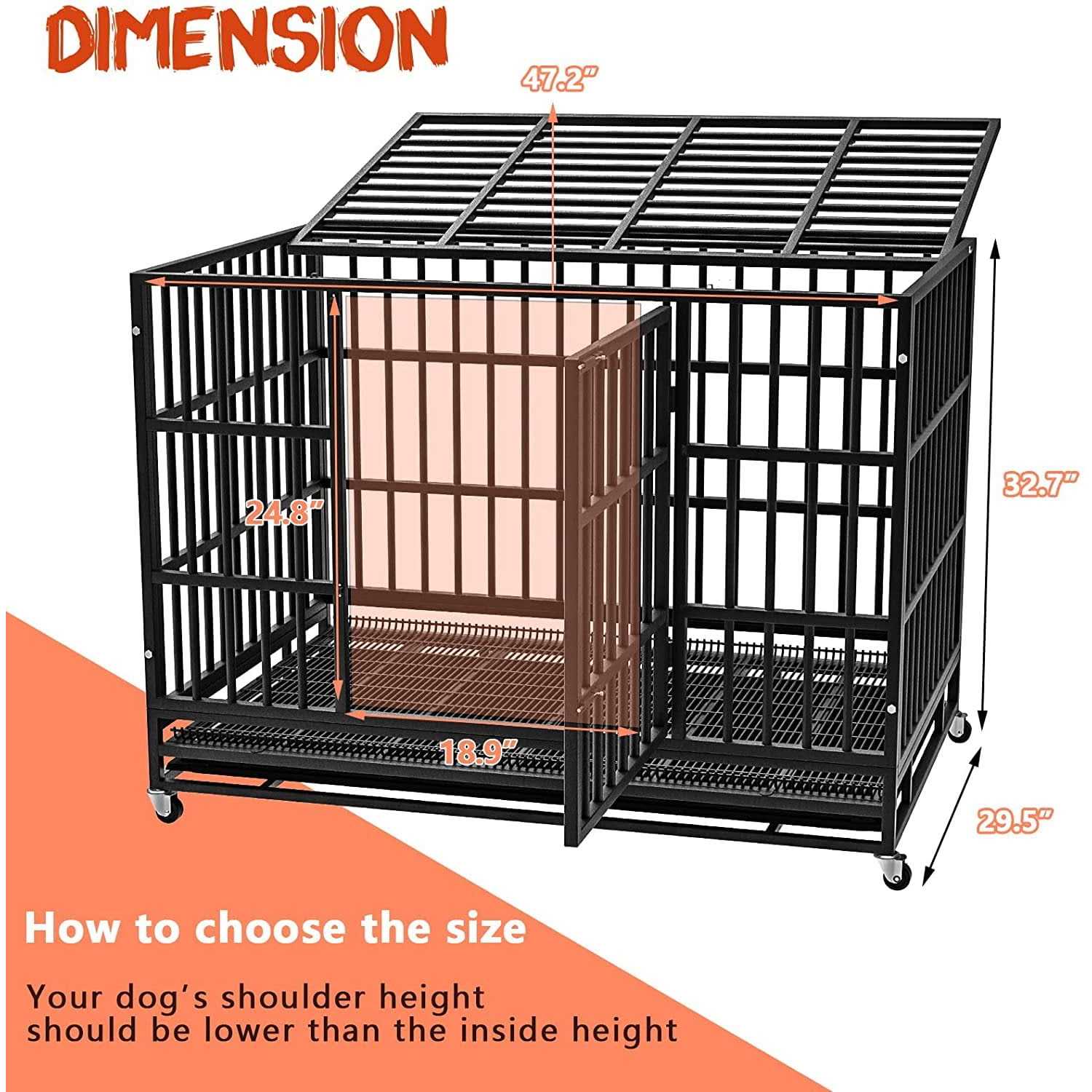Heavy Duty Dog Crate with Removable Tray W3739