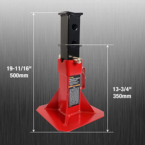 12 Ton Heavy Duty Pin Style Adjustable Height Automotive Jack Stands, Red, 1 Pair N27511