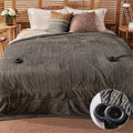 Beige Full Size Electric Heated Blanket with Dual Controller N480513