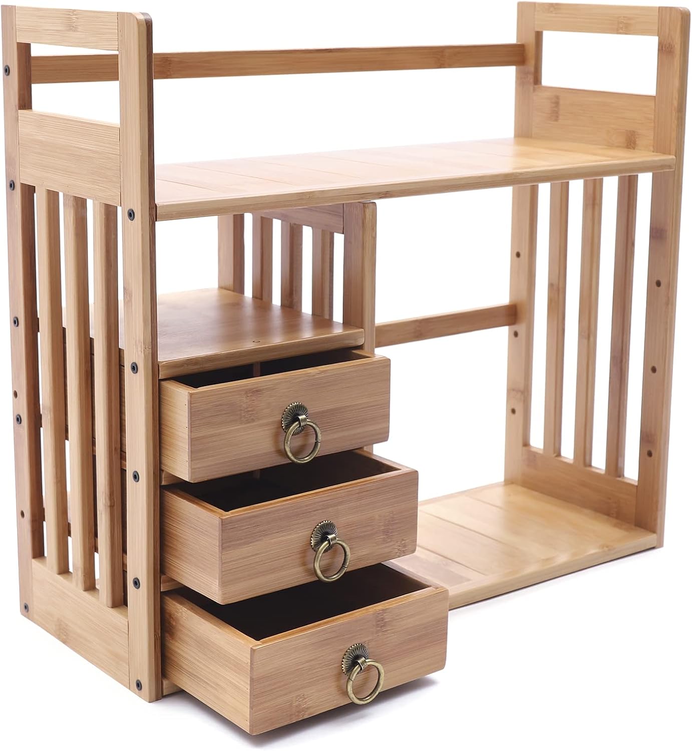 Natural Bamboo Desk Shelf Organizer with 3 Drawers F1705