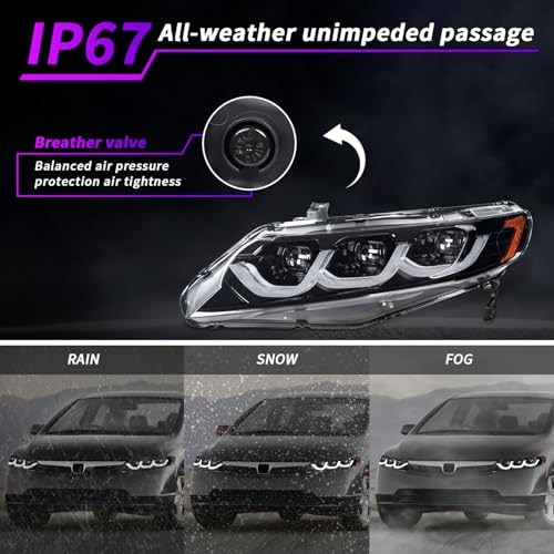 3 Projector Head Lamp Assemblies for 8th gen Civic Sedan Q759