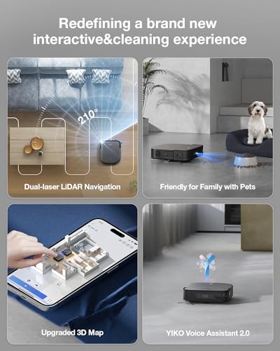 White Robot Vacuum and Mop Combo with Auto-Empty Station, 3800Pa Suction I80287