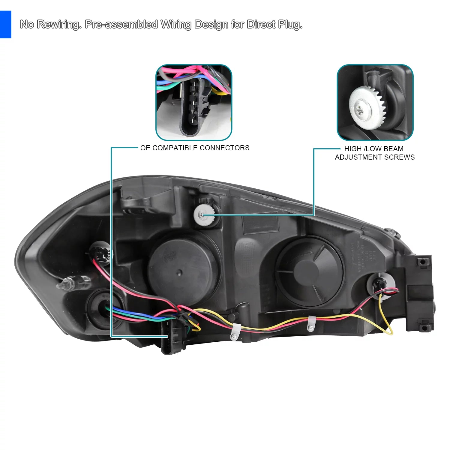 Black Clear SMD Led Headlights for Chevy Chevrolet Impala 2006-2013 G8337