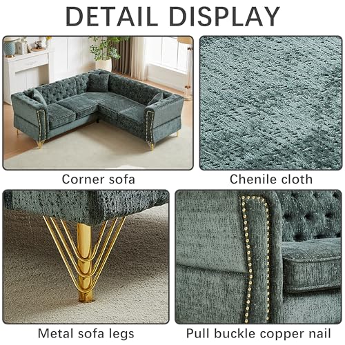 81.5" Chenille L-Shaped 5-Seater Sectional Sofa with 3 Cushions (Gray) H218284
