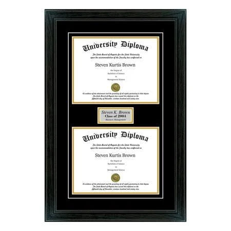 Black 1.5x22 Double Diploma Frame with Double Matting L638