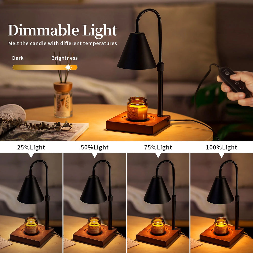 Black Walnut Electric Candle Warmer with Adjustable Height Dimmable Light 2 Bulbs F6143