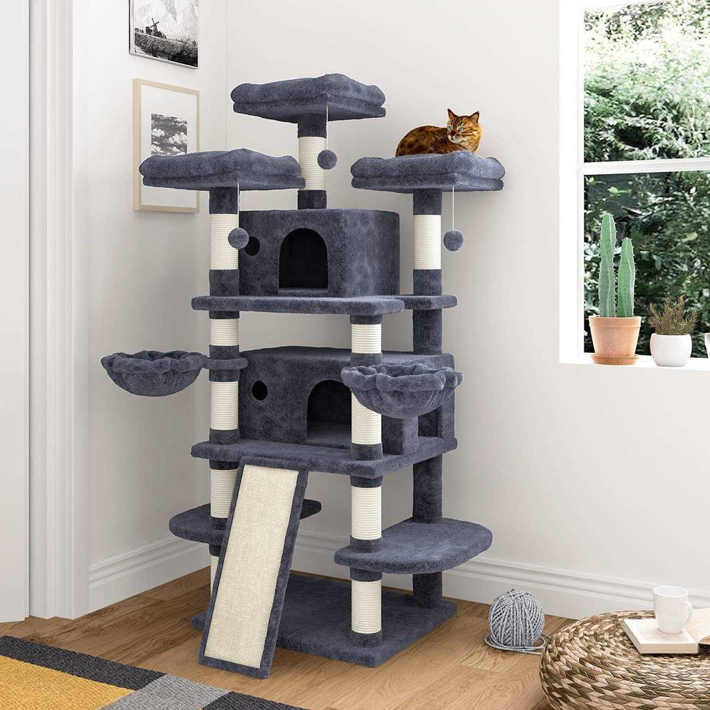 68 Inches Multi-Level Cat Tree with Cat Condo and Sisal Scratching M515276
