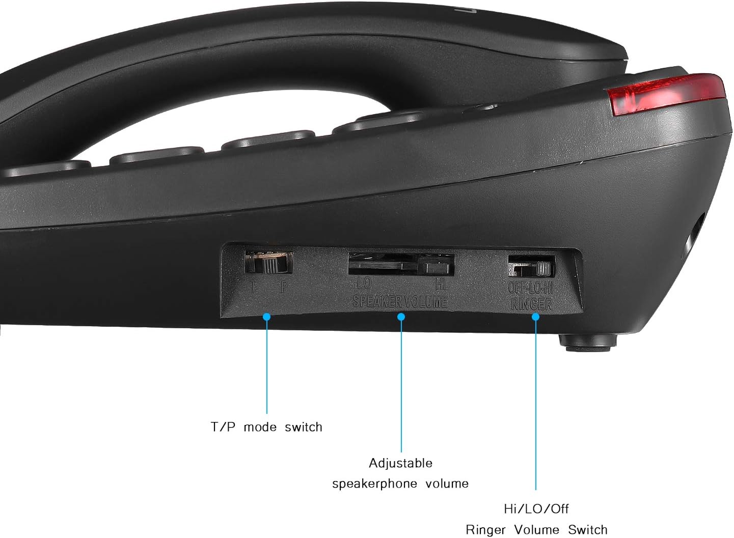 Big Button Corded Telephone with Speaker Desk Phone Black E959