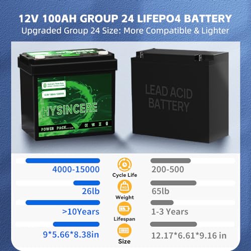 12V 100Ah LiFePO4 Lithium Battery with 100A BMS F303