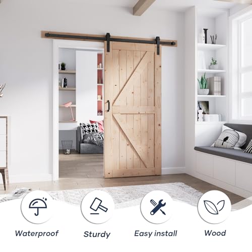 48in x 80in Sliding Wood Barn Door with 8FT Barn Door Hardware Kit B967