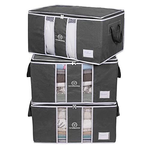 3 Pack Grey Stackable Clothes Storage Bag with Zippers M75947