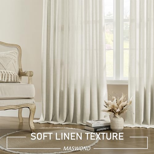 Taupe Linen Pinch Pleated Curtains 96 Inches Long, Semi Sheer Window Drapes, 1 Panel 52"Wx96"L I347967