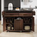 Walnut Brown Rolling Kitchen Island with Drop Leaf H208823