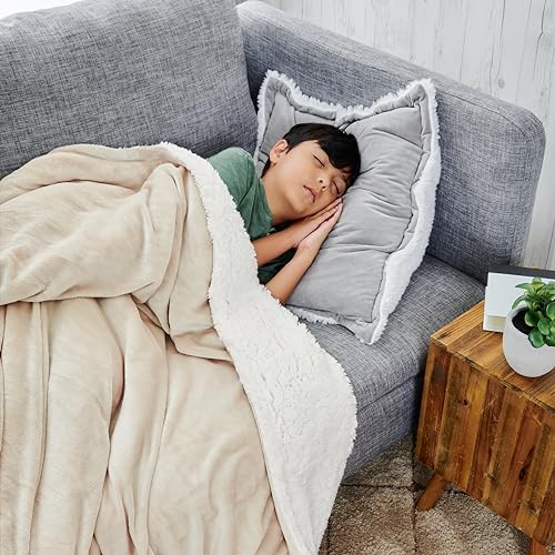 King Brown Plush Reversible Bed Blanket I8789