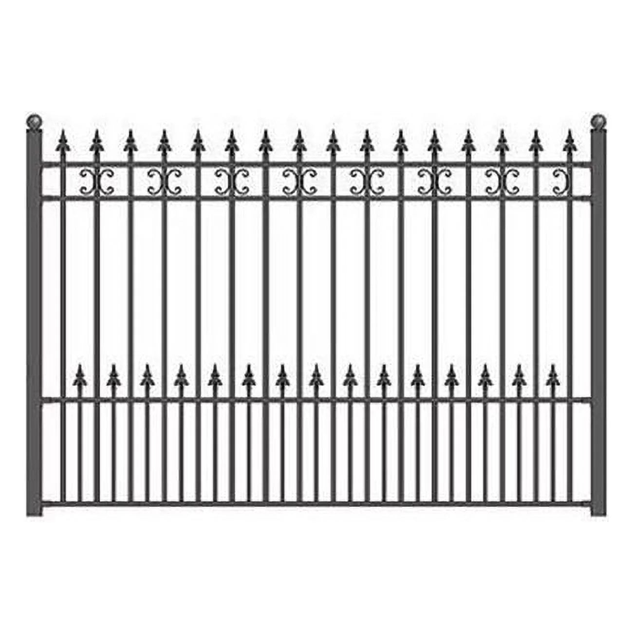 Black Iron Wrought Steel Fence 8' X 5' J8500