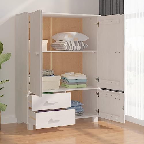 Solid Pinewood Wardrobe Dark Gray R367017