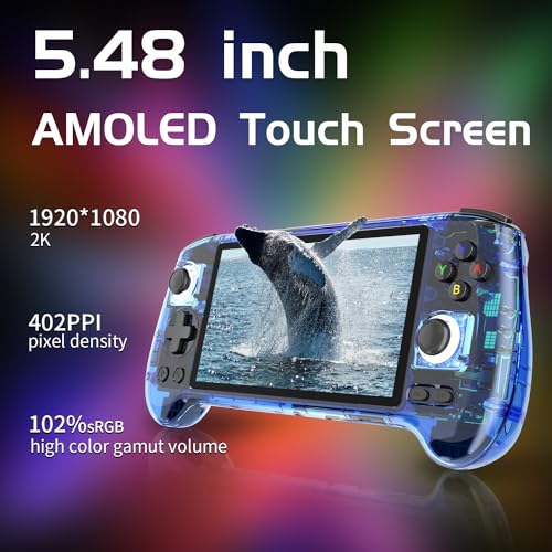 Blue 5.48" AMOLED Android 13 Handheld Retro Gaming Console R7023