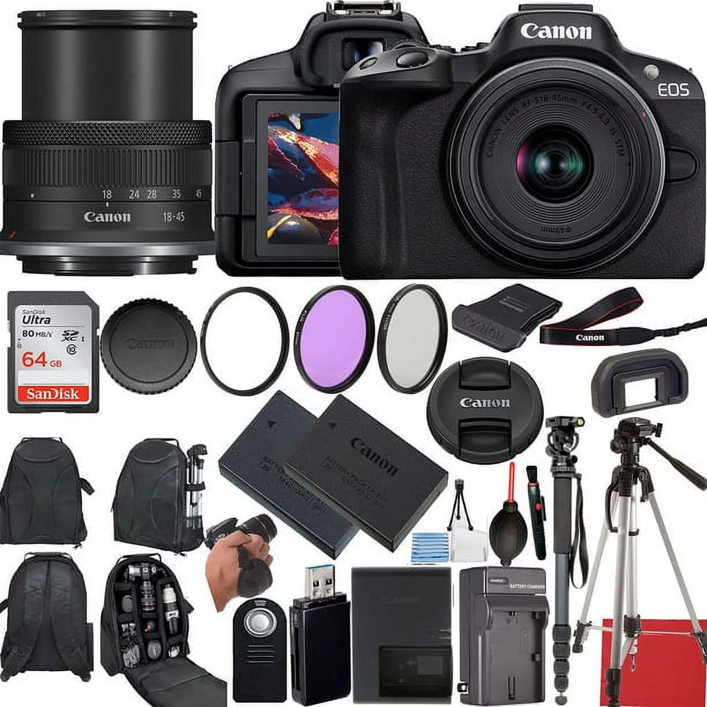 4K Video Mirrorless Camera with RF-S 18-45mm Lens and 20 Accessories G57667
