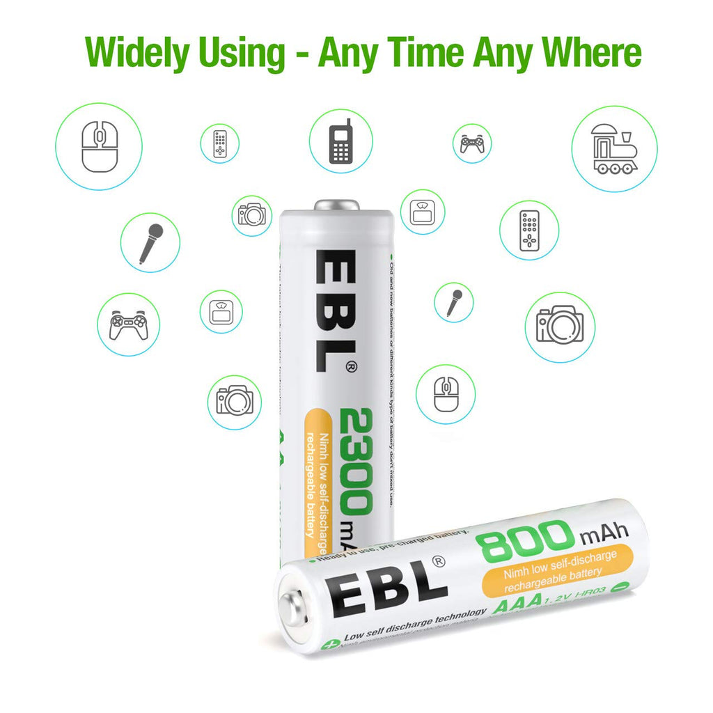 16 Sets AA AAA Rechargeable Batteries 2300mAh 800mAh C84178