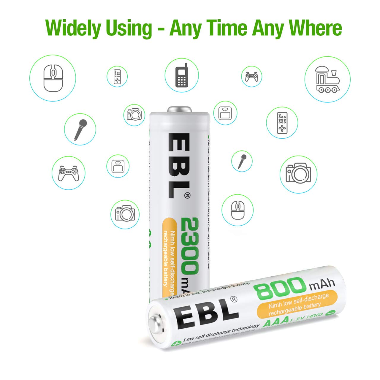 16 Sets AA AAA Rechargeable Batteries 2300mAh 800mAh C84178
