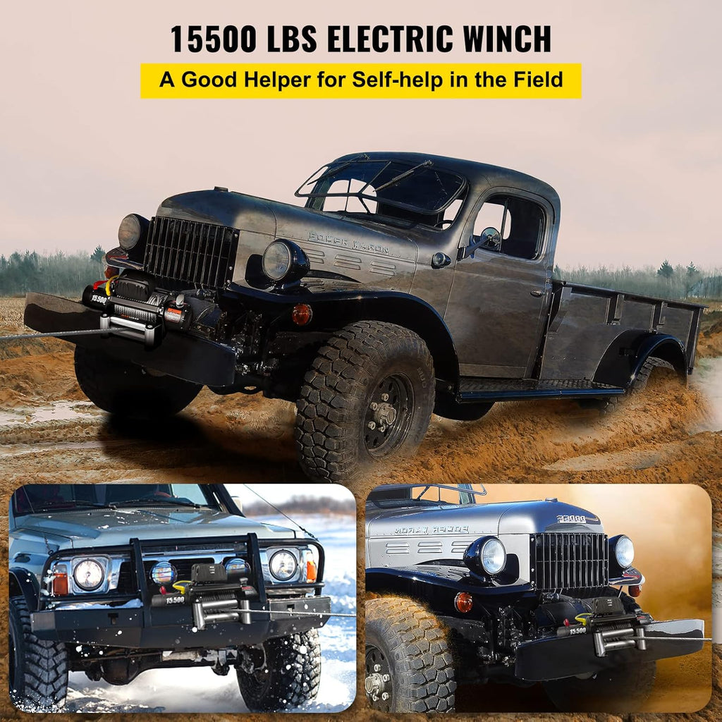 15500lb Electric Winch with 93.5ft Steel Cable 12V Wireless Remote Control I715