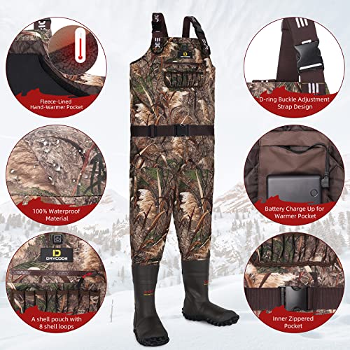 Waterproof Fleece-Lined Insulated Chest Waders with 1600g Boots U72913