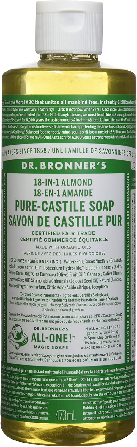 18-in-1 Hemp Almond Pure-Castile Liquid Soap, 1 Pound V1459