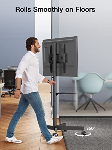 Rolling TV Stand on Wheels for 23-60 Inch TVs, Height-Adjustable with Shelf, Max VESA 400x400mm U191532
