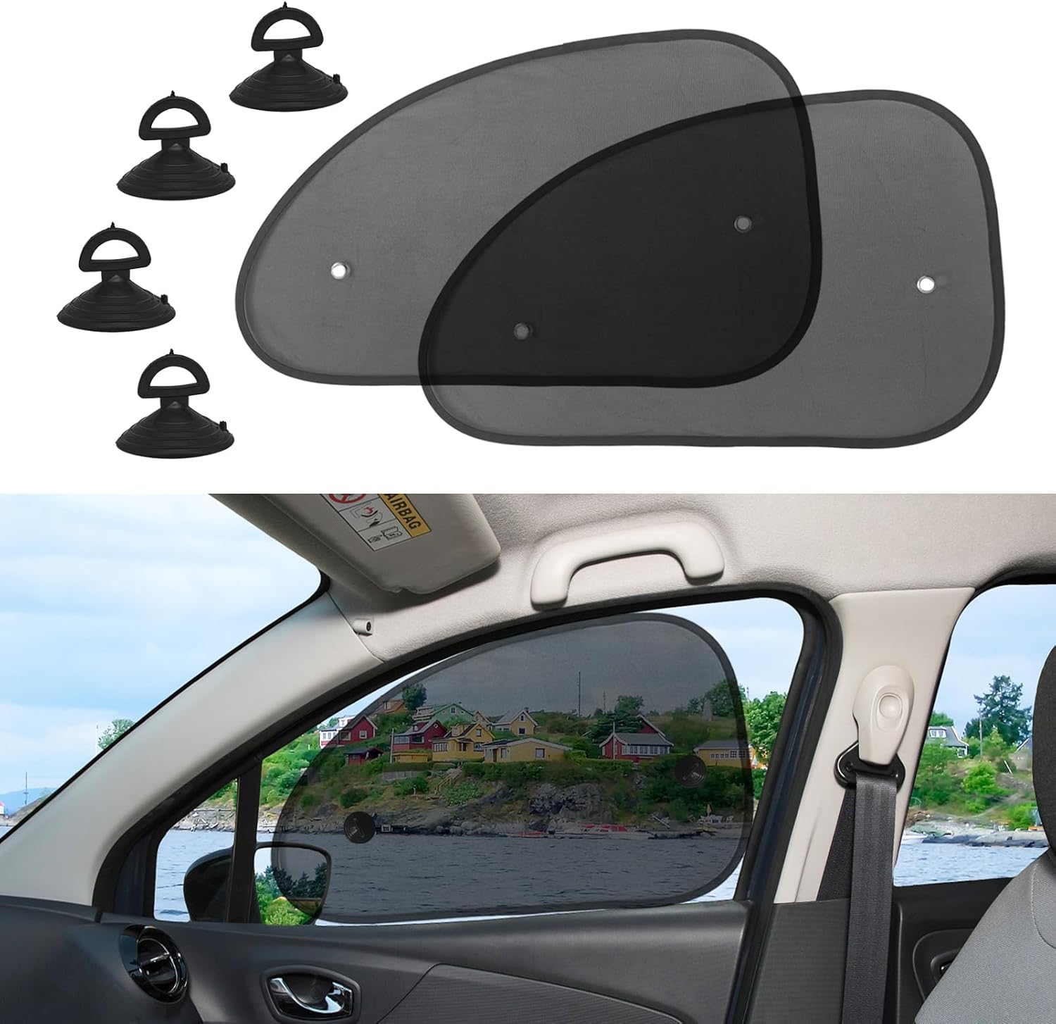 2PCS Universal Side Window Car Sun Shades (Large) O2640