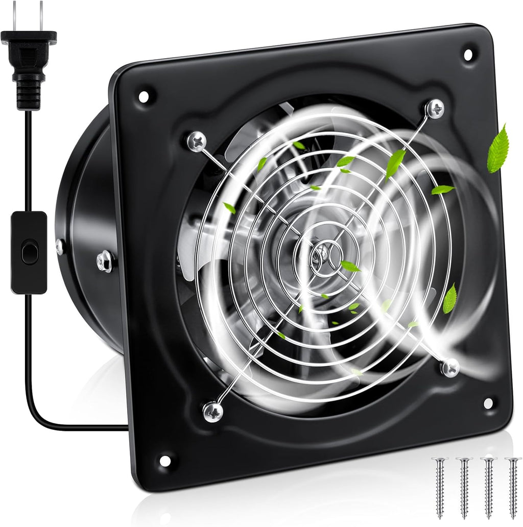 Black 6 Inch Exhaust Fan with Switch and Damper U798105