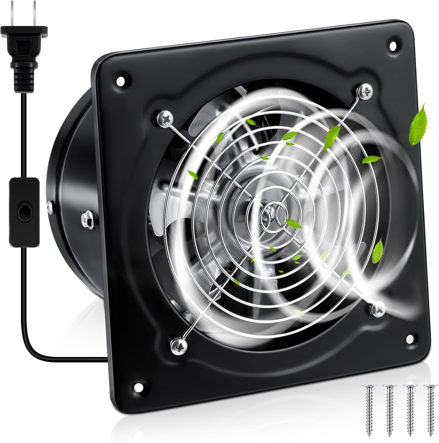 Black 6 Inch Exhaust Fan with Switch and Damper U798105
