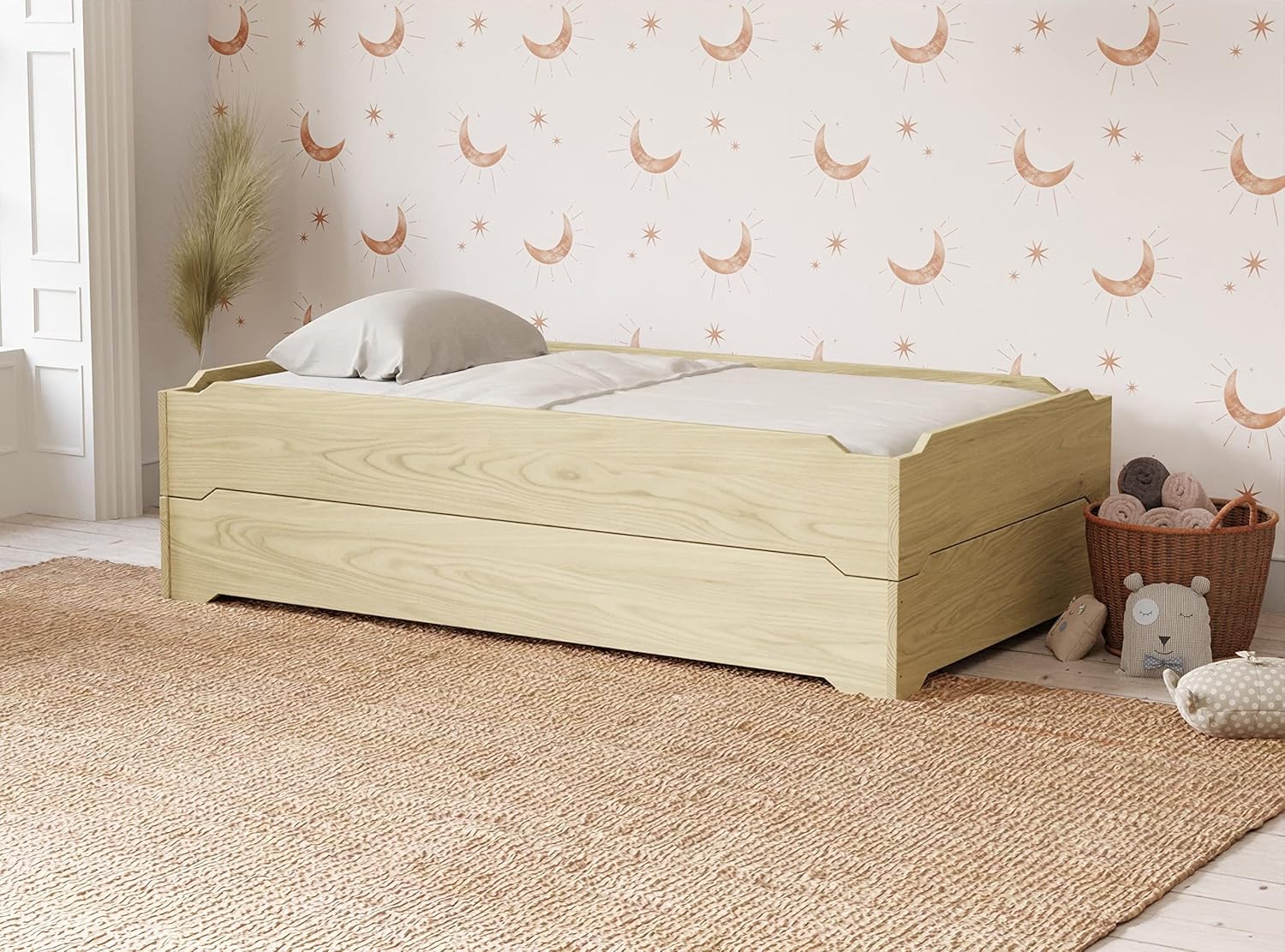 Twin over Twin Stackable Wooden Bed Frame Set of Two R2913