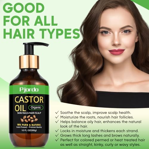 20 fl. oz Organic Cold Pressed Unrefined Pure Castor Oil J202