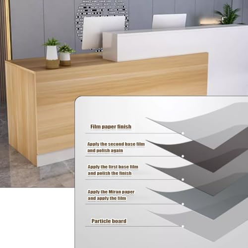 Wood Grain L-shaped Reception Desk with Lockable Drawer Z8570