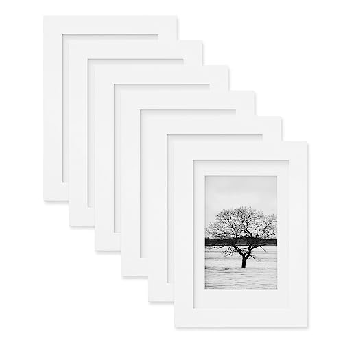 White 8x10 Picture Frames Set of 6 Solid Wood Plexiglass R4837