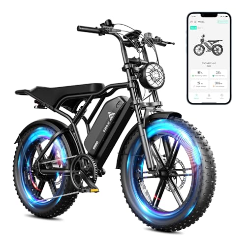 1500W Peak Brushless Motor 28 MPH 60 Miles Fat Tire E Bike with 48V 15Ah Removable Battery 20" Electric Dirt Bike Hydraulic Suspension 7-Speed W321
