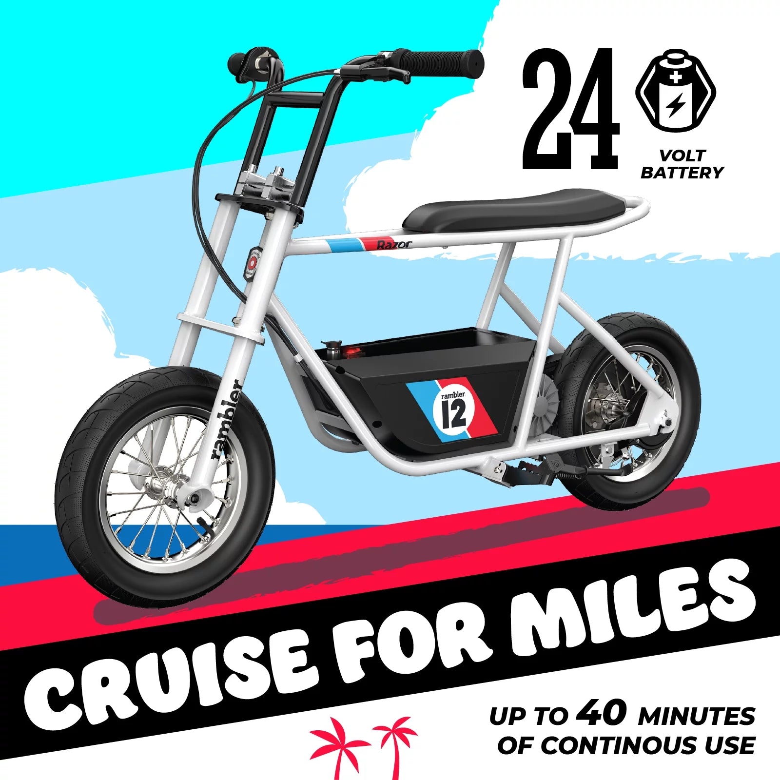 12 Seated Electric Scooter, White, 12" Air-Filled Tires Y720209