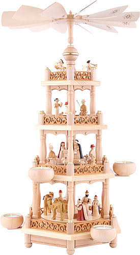 3-tier Natural Christmas Pyramid with Tealights H509