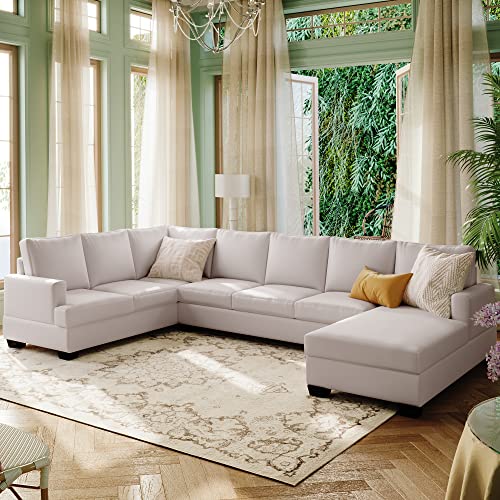 Beige U-Shape Sectional Sofa B6711