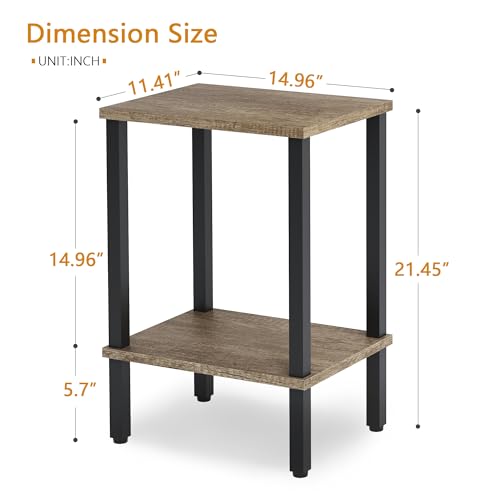 Rustic Brown and Black 2-Tier Narrow Side Table G92431