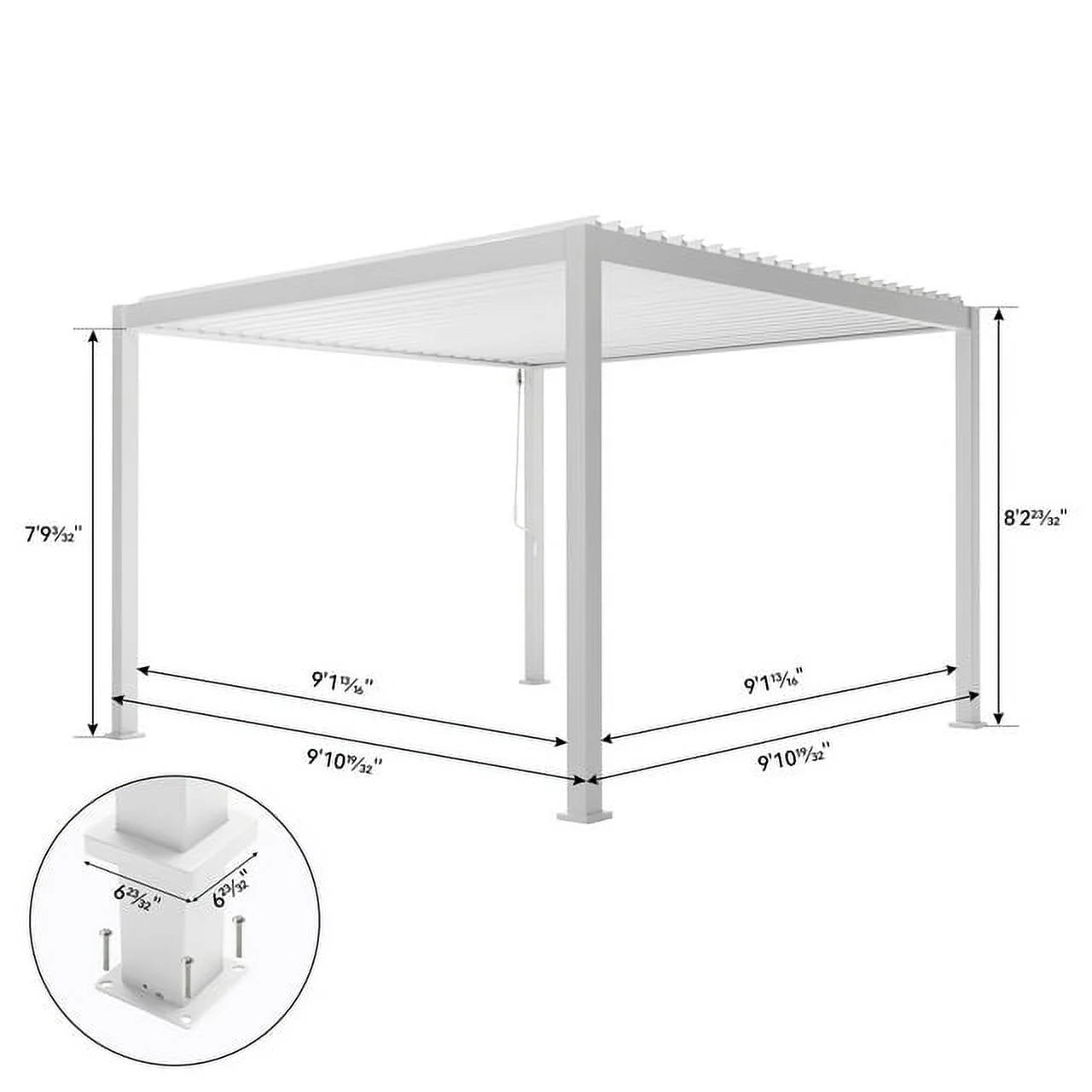 White 10' x 10' Aluminum Louvered Pergola with Adjustable Roof V116627