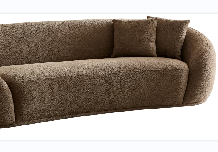 Cream Curved 3-Seater Boucle Sofa K407