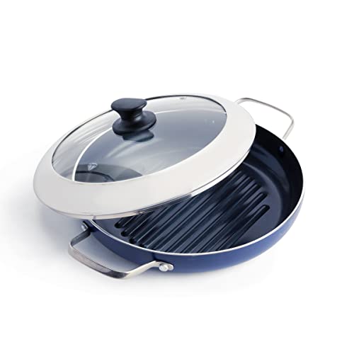 Blue Diamond Diamond Infused Ceramic Nonstick 11" Grill Genie Pan with Lid U212