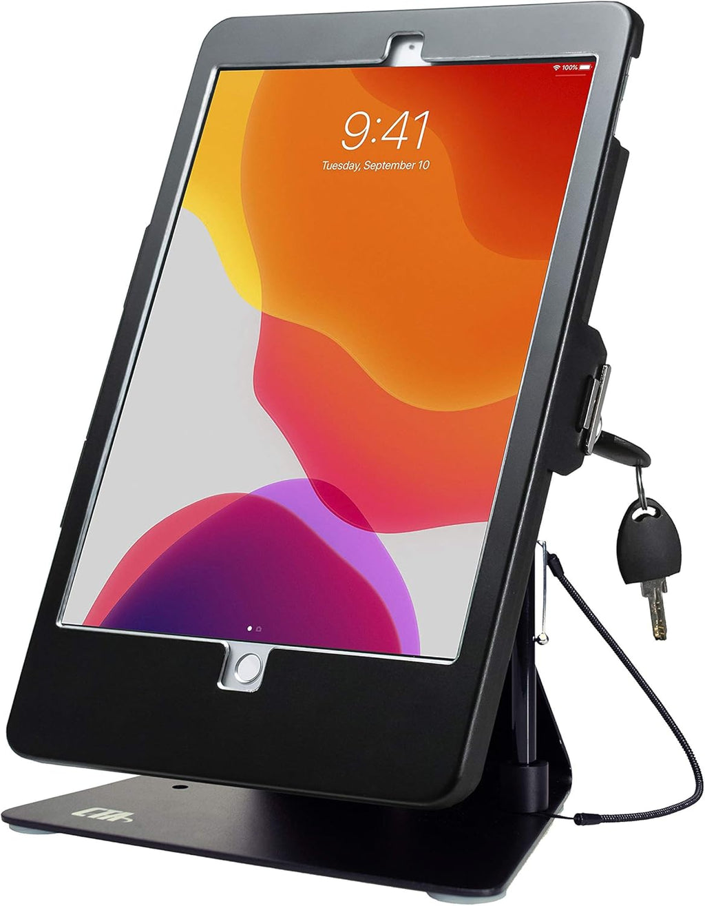 White Dual Kiosk Stand with Locking Case, Cable, Stylus and Tether X4353