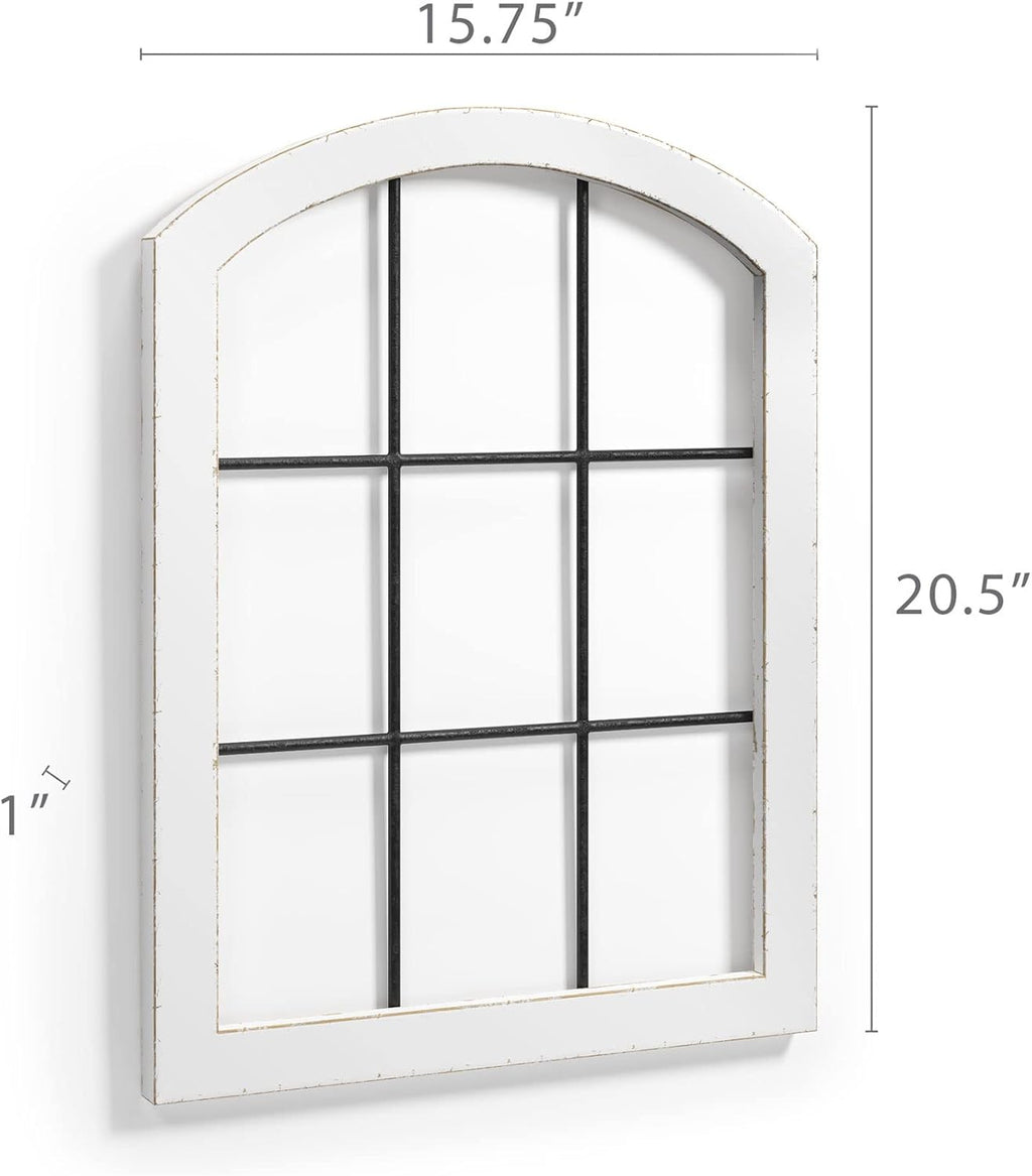 Rustic Wood and Metal Window Frame Wall Decor, White (2) P16383